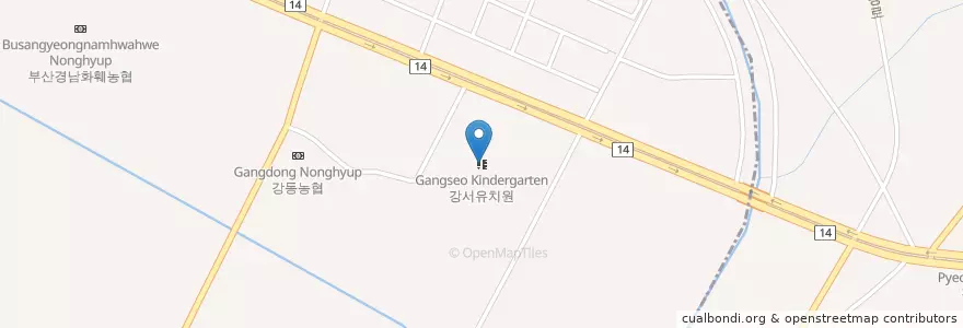 Mapa de ubicacion de 강서유치원 en 대한민국, 부산, 강서구, 강동동, 대저동.