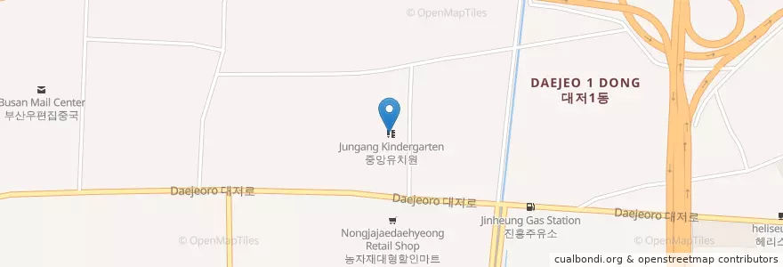 Mapa de ubicacion de 중앙유치원 en كوريا الجنوبية, بسان, 강서구, 대저동.