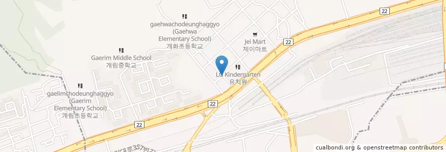 Mapa de ubicacion de 큰별유치원 en Zuid-Korea, Busan, 부산진구, 개금동.