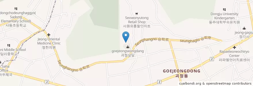 Mapa de ubicacion de 햇빛유치원 en 대한민국, 부산, 사하구, 괴정동.