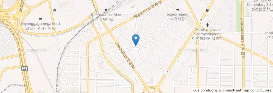 Mapa de ubicacion de 부전유치원 en کره جنوبی, بوسان, 부산진구, 부전동.