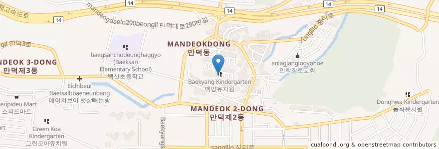 Mapa de ubicacion de 백양유치원 en کره جنوبی, بوسان, 북구, 만덕동.