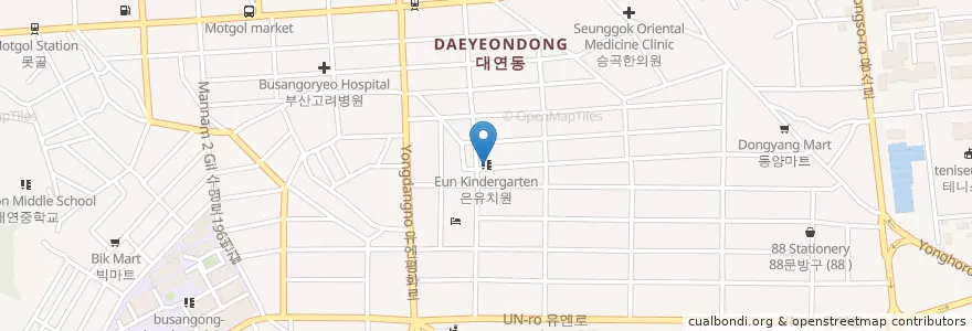 Mapa de ubicacion de 은하유치원 en Korea Selatan, 부산, 남구, 대연동.