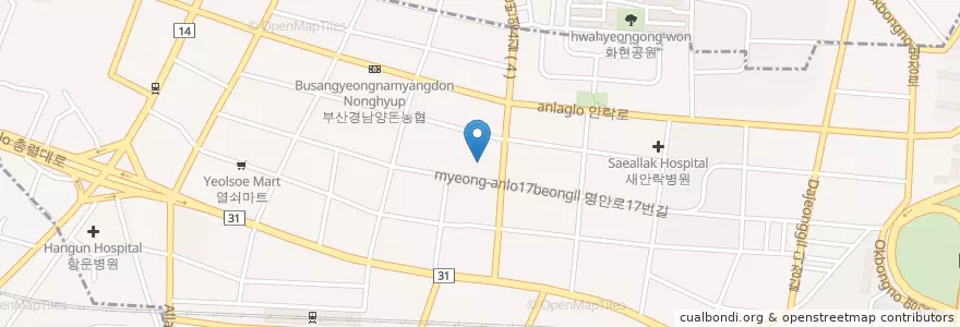 Mapa de ubicacion de 홍익유치원 en 대한민국, 부산, 동래구, 안락동.