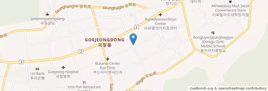 Mapa de ubicacion de 중앙유치원 en Республика Корея, Пусан, 사하구, 괴정동.