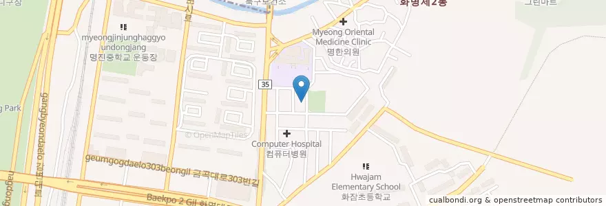 Mapa de ubicacion de 21세기유치원 en 대한민국, 부산, 북구, 화명동.