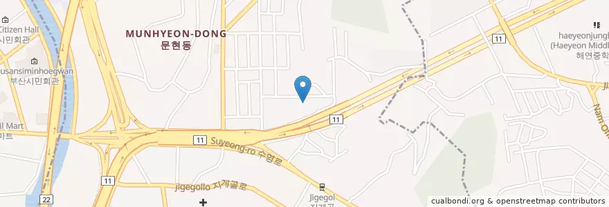 Mapa de ubicacion de Miso Kindergarten en South Korea, Busan, Nam-Gu, Munhyeon-Dong.