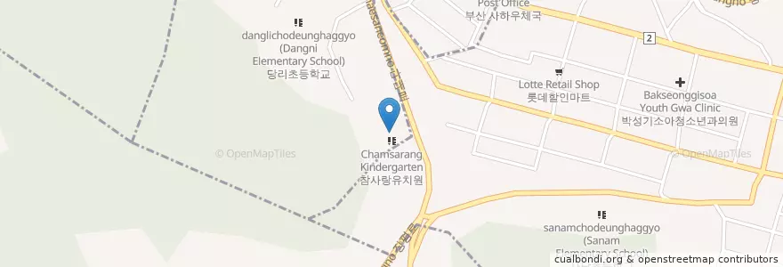 Mapa de ubicacion de 참사랑유치원 en Corea Del Sur, Busan, 사하구, 괴정동.
