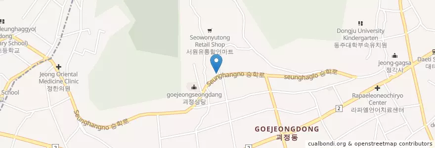 Mapa de ubicacion de 꿈동산유치원 en كوريا الجنوبية, بسان, 사하구, 괴정동.