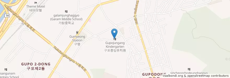 Mapa de ubicacion de 구포중앙유치원 en 대한민국, 부산, 북구, 구포동.