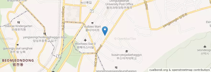 Mapa de ubicacion de Yangjeongwongwang Kindergarten en South Korea, Busan, Yeonje-Gu, Busanjin-Gu, Yangjeong-Dong.