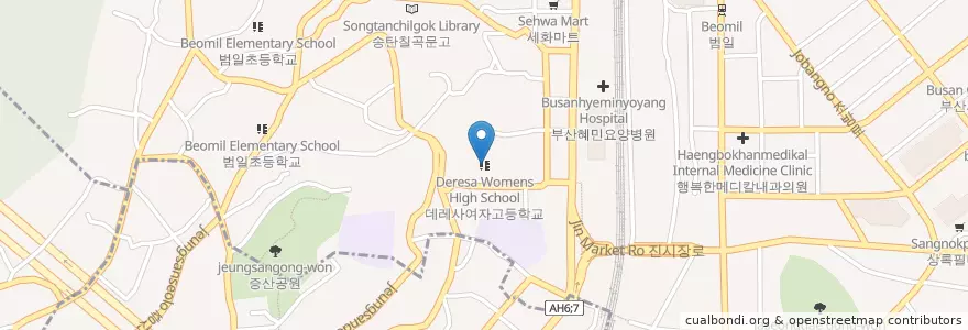Mapa de ubicacion de 소화데레사유치원 en Zuid-Korea, Busan, 동구, 범일동.