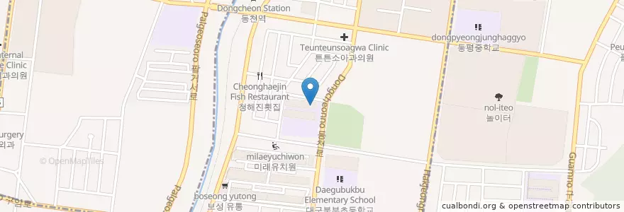 Mapa de ubicacion de 함지초등학교병설유치원 en 大韓民国, 大邱, 北区, 구암동, 동천동.