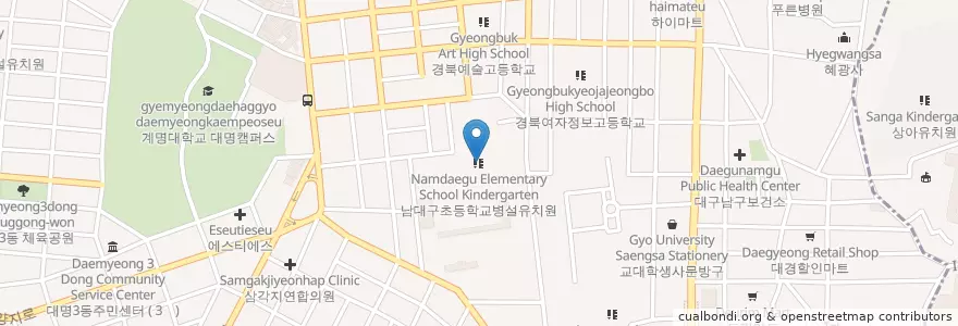 Mapa de ubicacion de 남대구초등학교병설유치원 en Corée Du Sud, Daegu, 남구, 대명동.
