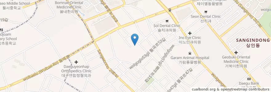 Mapa de ubicacion de 보배유치원 en 大韓民国, 大邱, 達西区.