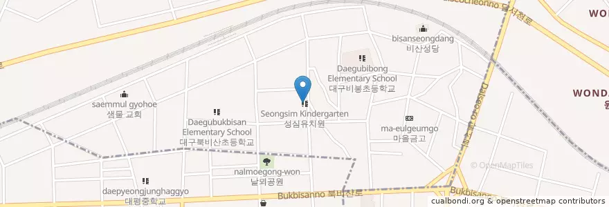 Mapa de ubicacion de 성심유치원 en Güney Kore, Daegu, 서구, 비산동.
