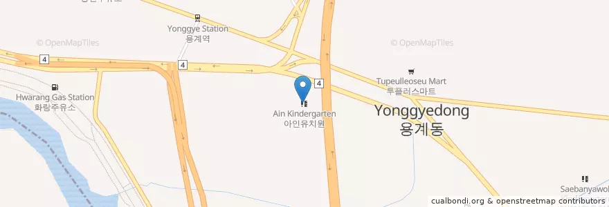 Mapa de ubicacion de 아인유치원 en 대한민국, 대구, 동구, 안심동.