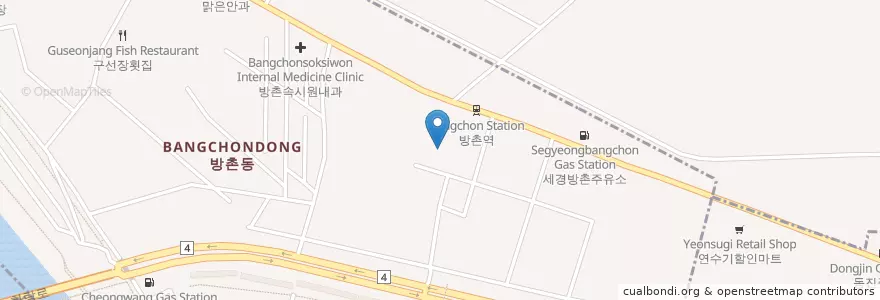 Mapa de ubicacion de 강변유치원 en Coreia Do Sul, Daegu, 동구, 방촌동.