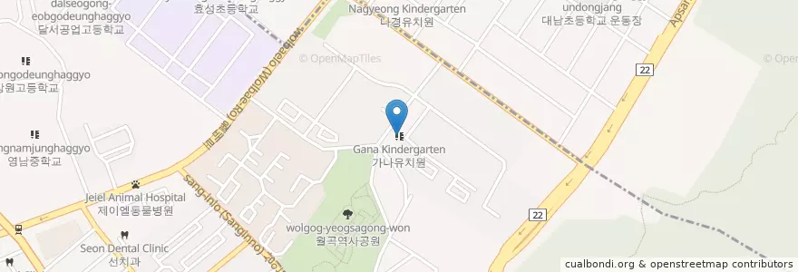 Mapa de ubicacion de 가나유치원 en Corea Del Sud, Daegu, 달서구, 상인동.