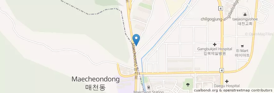 Mapa de ubicacion de 한꽃유치원 en Coreia Do Sul, Daegu, 북구, 태전동.