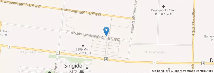 Mapa de ubicacion de 조은유치원 en Güney Kore, Daegu, 동구, 안심동.