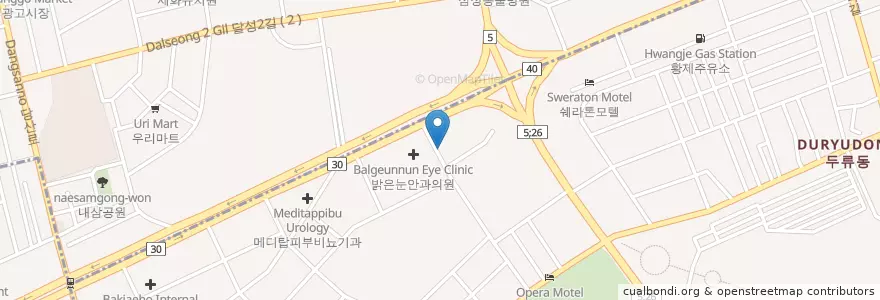Mapa de ubicacion de 사랑유치원 en 대한민국, 대구, 달서구, 두류동.