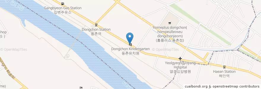 Mapa de ubicacion de 동촌유치원 en Corée Du Sud, Daegu, 동구.