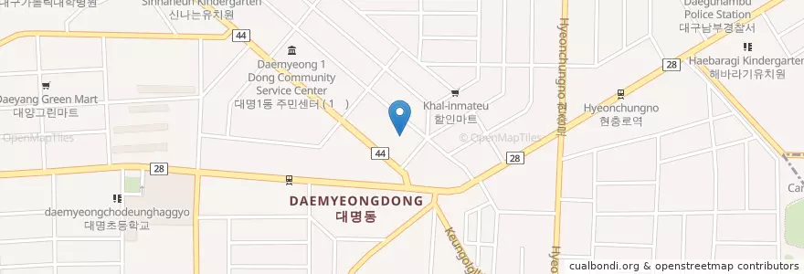 Mapa de ubicacion de 반야유치원 en 大韓民国, 大邱, 南区, 대명동.