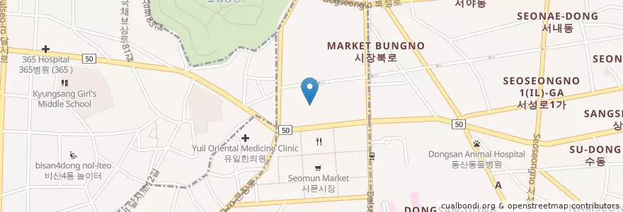 Mapa de ubicacion de 서문유치원 en 대한민국, 대구, 중구, 대신동.