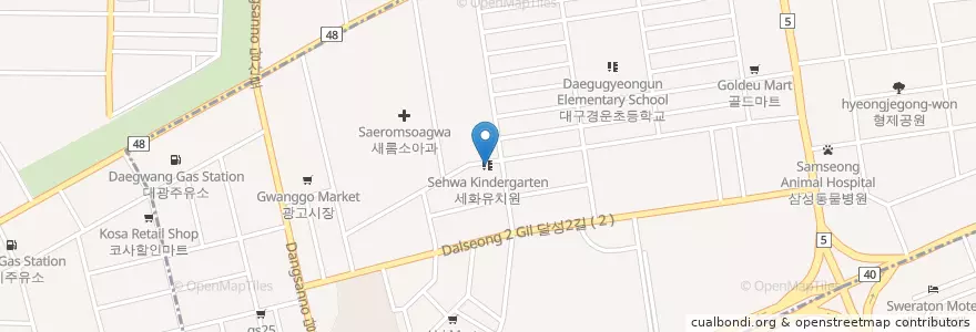 Mapa de ubicacion de 세화유치원 en 대한민국, 대구, 서구, 달서구, 내당동.