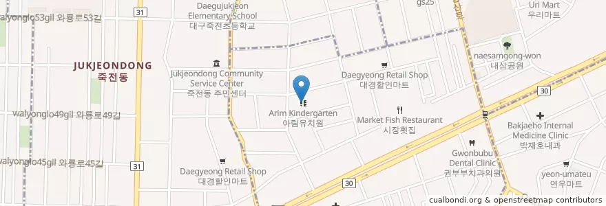 Mapa de ubicacion de 아림유치원 en Coreia Do Sul, Daegu, 달서구.