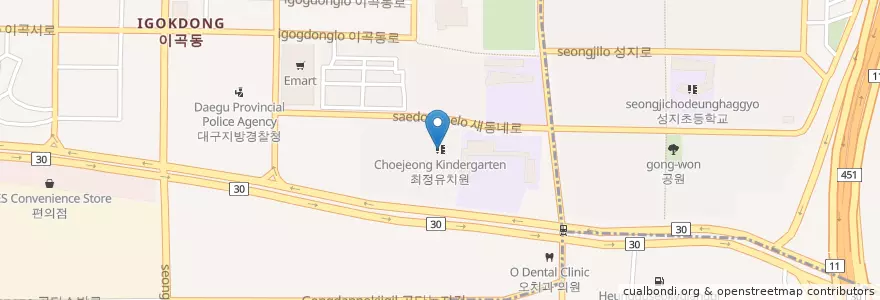 Mapa de ubicacion de 최정유치원 en 대한민국, 대구, 달서구, 이곡동.