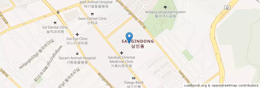 Mapa de ubicacion de 상화유치원 en Corée Du Sud, Daegu, 달서구, 상인동.