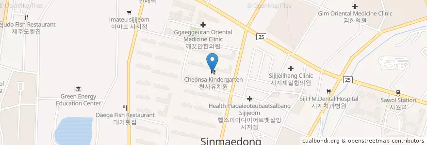 Mapa de ubicacion de 천사유치원 en 대한민국, 대구, 수성구, 고산동, 고산동.