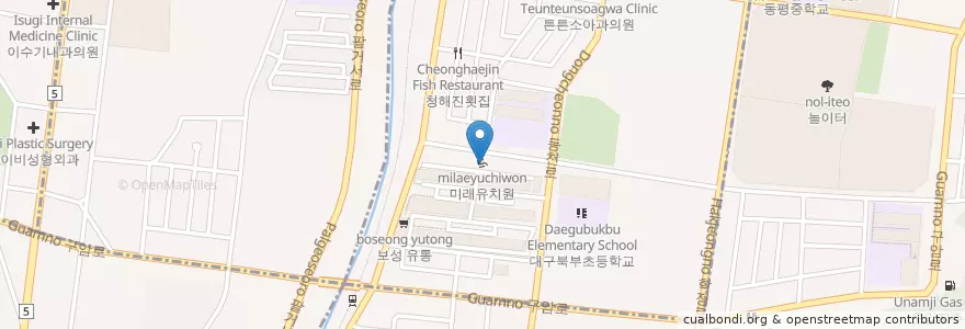 Mapa de ubicacion de 미래유치원 en 大韓民国, 大邱, 北区, 구암동, 동천동.