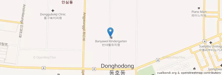 Mapa de ubicacion de 반야월유치원 en Güney Kore, Daegu, 동구, 안심동.