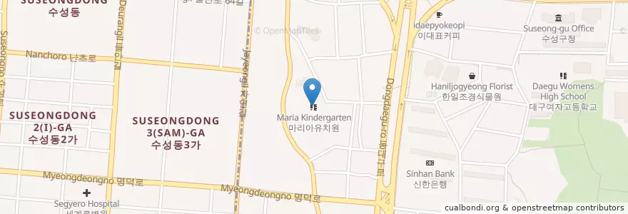Mapa de ubicacion de 마리아유치원 en Zuid-Korea, Daegu, 수성구, 범어동.