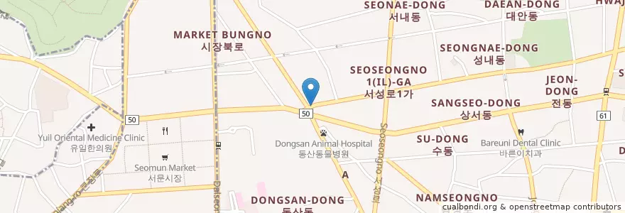 Mapa de ubicacion de 서성로유치원 en کره جنوبی, دائجو, 중구, 성내동.