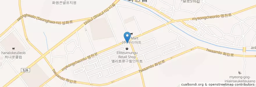 Mapa de ubicacion de Neulpureun Kindergarten en South Korea, Daegu, Dalseong-Gun, Hwawon-Eup.