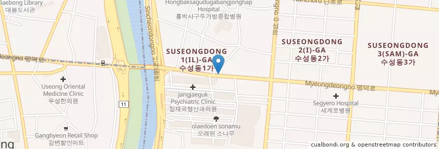 Mapa de ubicacion de 신세계유치원 en Corée Du Sud, Daegu, 수성동.