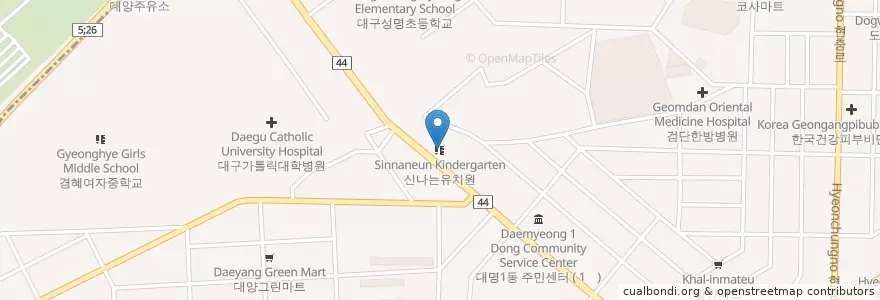 Mapa de ubicacion de 신나는유치원 en Республика Корея, Тэгу, 남구, 대명동.
