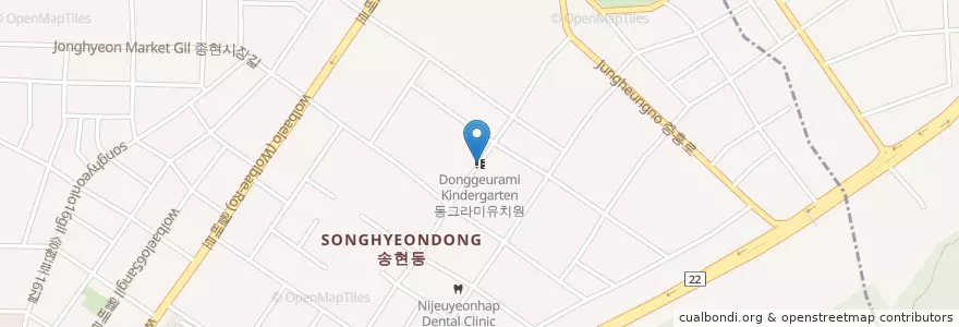 Mapa de ubicacion de 동그라미유치원 en 대한민국, 대구, 달서구, 송현동.
