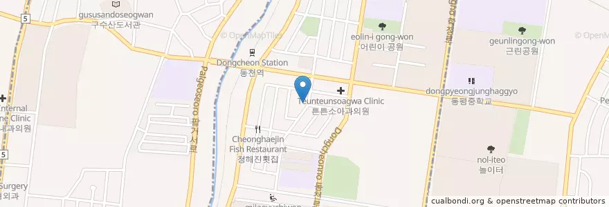 Mapa de ubicacion de 환타랜드유치원 en Korea Selatan, Daegu, 북구, 구암동, 동천동.