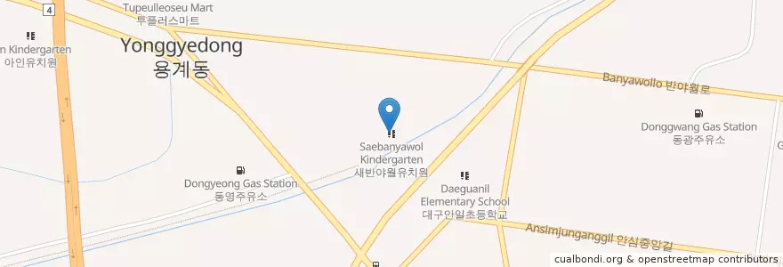 Mapa de ubicacion de 새반야월유치원 en Corea Del Sud, Daegu, 동구, 안심동.