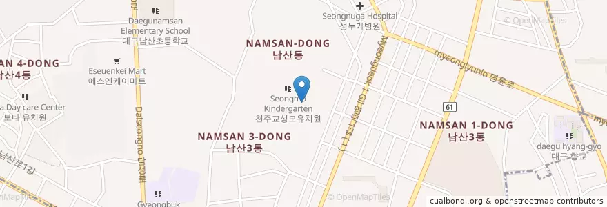 Mapa de ubicacion de Seongmo Kindergarten en South Korea, Daegu, Namsan-Dong.