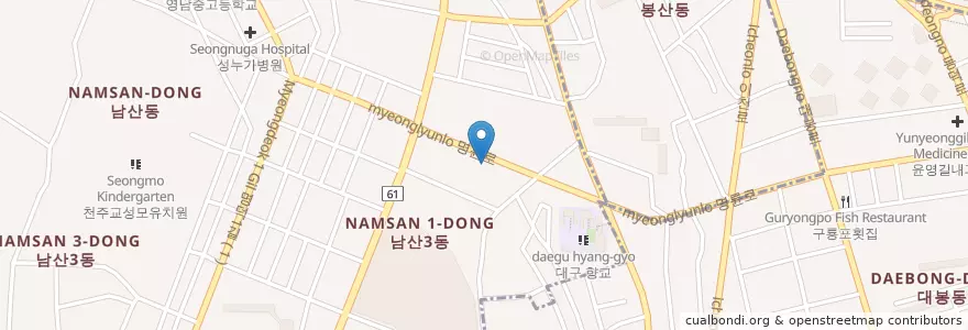Mapa de ubicacion de 원불교원광유치원 en Korea Selatan, Daegu, 중구, 남산동.