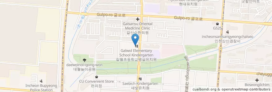 Mapa de ubicacion de 갈월초등학교병설유치원 en 대한민국, 인천, 부평구.