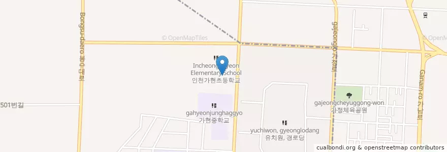 Mapa de ubicacion de 가현초등학교병설유치원 en 대한민국, 인천, 서구, 가정동.