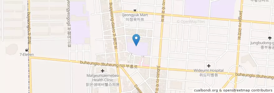 Mapa de ubicacion de 부평동초등학교병설유치원 en كوريا الجنوبية, إنتشون, 부평구, 부평동.