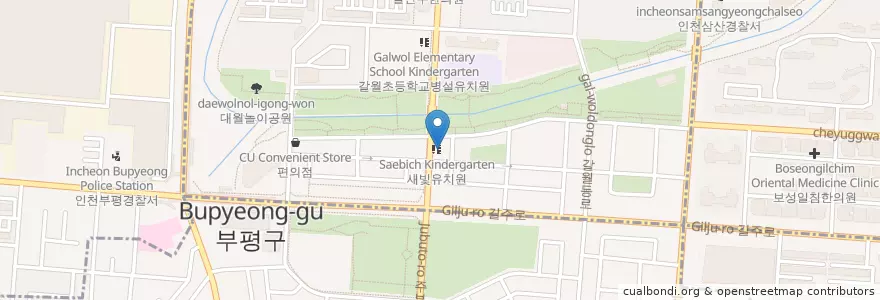Mapa de ubicacion de 새빛유치원 en Güney Kore, 인천, 부평구.